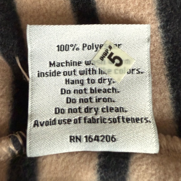 Dudley Stephens Juliet Turtleneck Khaki Black Stripe Vello Fleece Small NWT - Picture 6 of 8